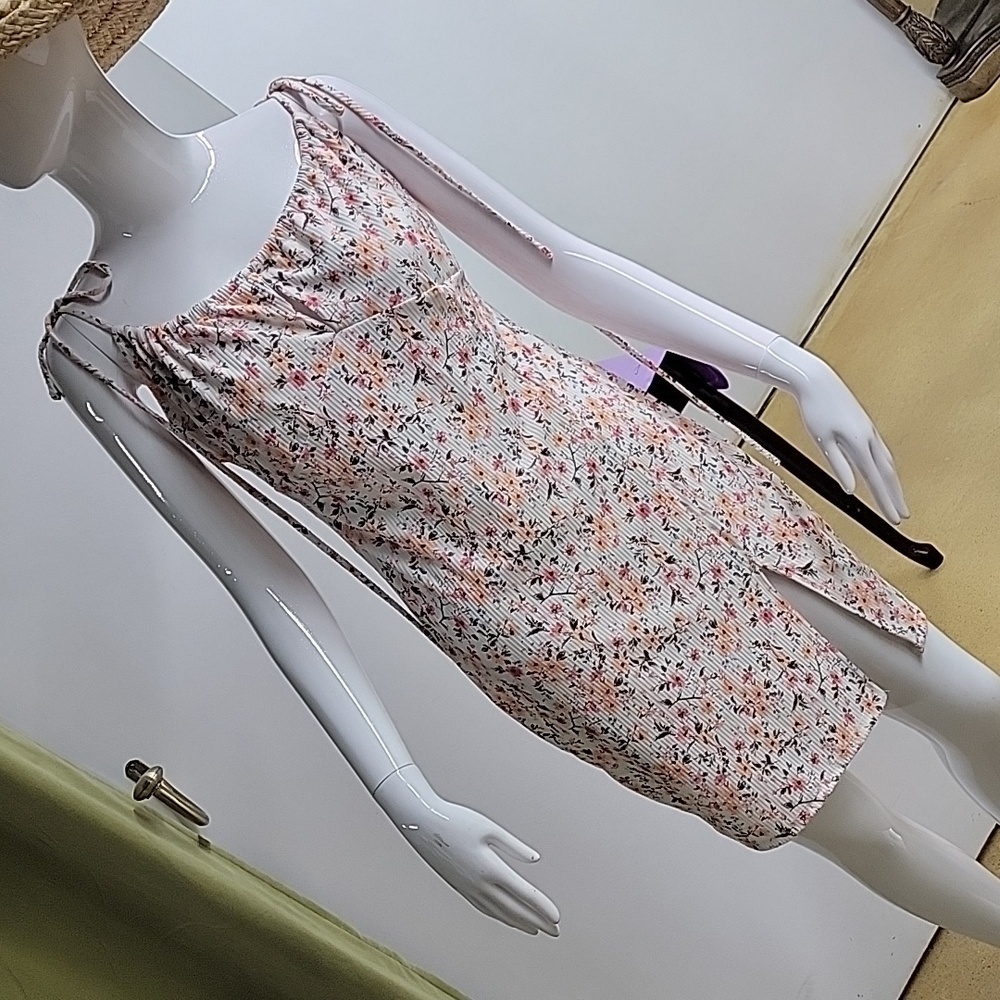 Mistyrose  Srappy Floralcore Bodycon Mini Dress Spaghetti Strap Size Medium